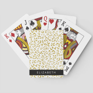 Luipaardprint, Gouden Luipaard, Glitters, Je Naam Pokerkaarten