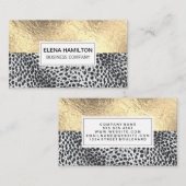 luipaardprint | goudfolie kleurblok visitekaartje (Voorkant / Achterkant)