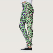 Luipaardprint Groene Paarse Roze Zwarte Leggings (Links)