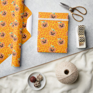 Luipaardprint Halloween-patroon Cadeaupapier