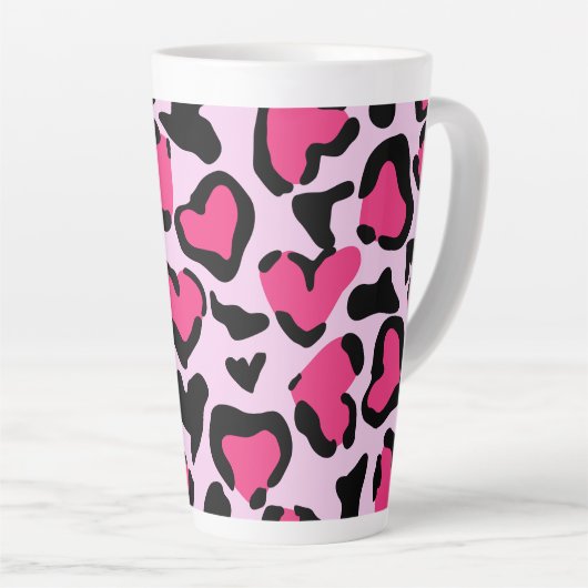 Luipaardprint, Handgetekende Naadloze waterverf Latte Mok (Rechterhoek)