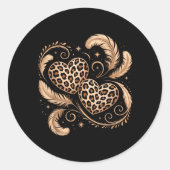 Luipaardprint Hart Ronde Sticker (Voorkant)