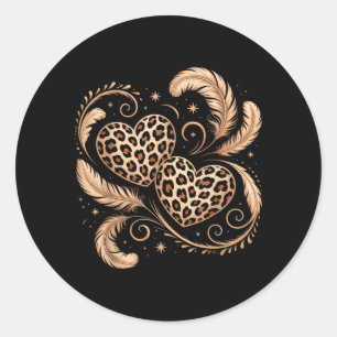 Luipaardprint Hart Ronde Sticker