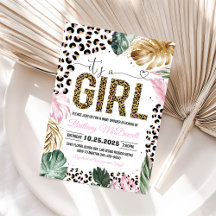 Luipaardprint Het is een meisje baby shower uitnod