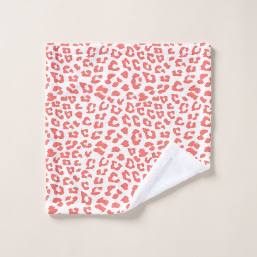 Luipaardprint in koraal bad handdoek (Wasdoekje)