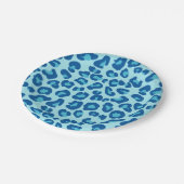 Luipaardprint in lichtblauw tot donkerdenim blauw papieren bordje (Gekanteld)
