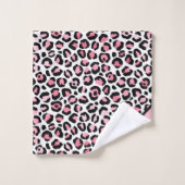 Luipaardprint in Roze Wit & Zwart met Monogram Bad Handdoek (Wasdoekje)