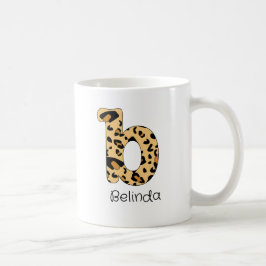 Luipaardprint Initiaal Kleine Letter b en Naam Koffiemok
