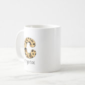 Luipaardprint initiaal kleine letter c en naam koffiemok (Voorkant links)