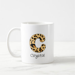 Luipaardprint initiaal kleine letter c en naam koffiemok