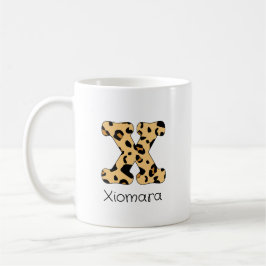 Luipaardprint Initiaal x Kleine letter en naam Koffiemok