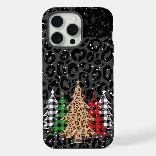 Luipaardprint Kerstbomen iPhone Hoesje (Achterkant)