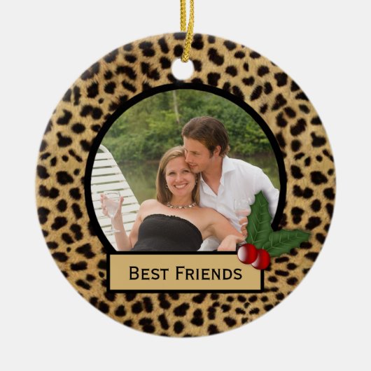Luipaardprint Kerstornament voor Beste Vrienden Keramisch Ornament (Voorkant)