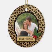 Luipaardprint Kerstornament voor Beste Vrienden Keramisch Ornament (Links)