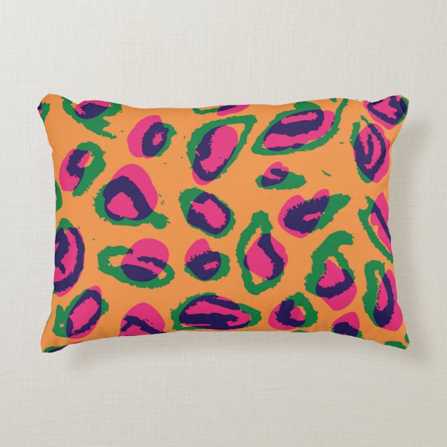 Luipaardprint, kleurrijk dierenpatroon. accent kussen (Voorkant)