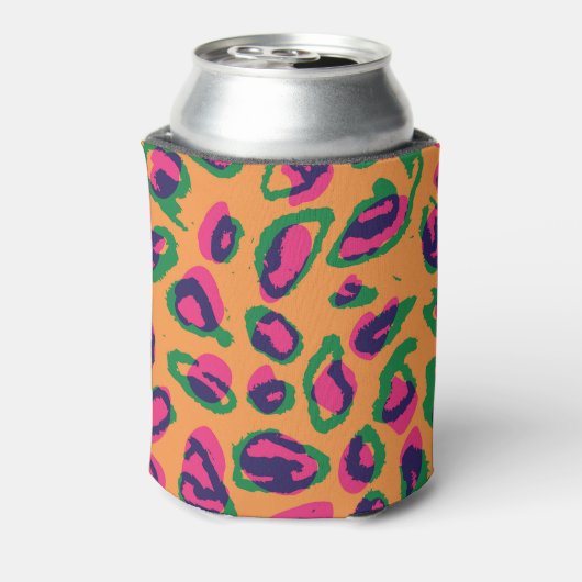 Luipaardprint, kleurrijk dierenpatroon. blikjeskoeler (Blikje Achterkant)
