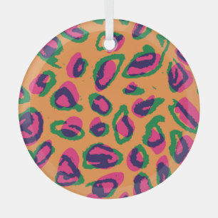 Luipaardprint, kleurrijk dierenpatroon. glas ornament