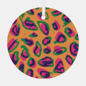 Luipaardprint, kleurrijk dierenpatroon. glas ornament (Achterkant)