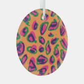 Luipaardprint, kleurrijk dierenpatroon. glas ornament (Voorkant Rechts)