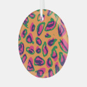 Luipaardprint, kleurrijk dierenpatroon. glas ornament (Voorkant links)