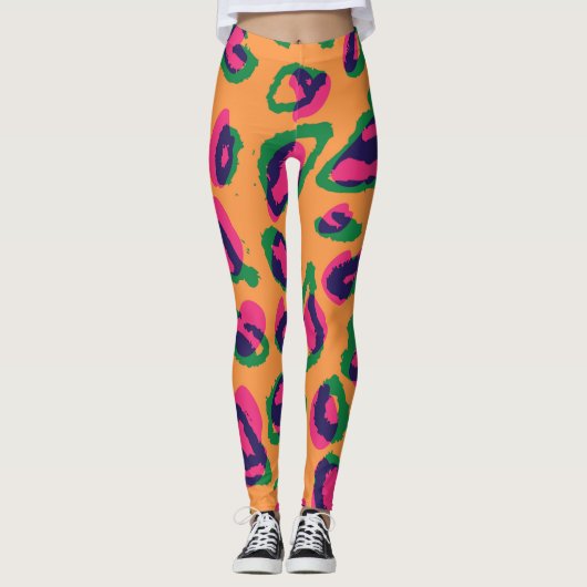 Luipaardprint, kleurrijk dierenpatroon. leggings (Voorkant)