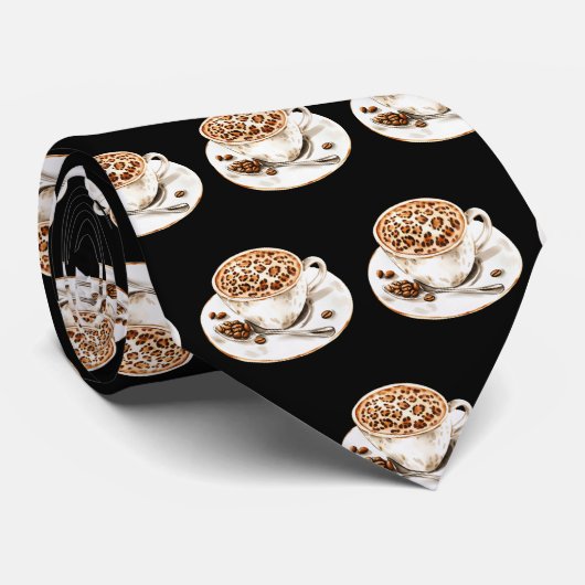 Luipaardprint Koffiekop Halseband Stropdas (Opgerold)