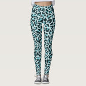 Luipaardprint Leggings Blauw en Zwart (Voorkant)