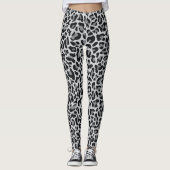 Luipaardprint Leggings Grijs Zilver Zwart (Voorkant)