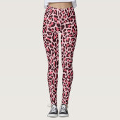 Luipaardprint Leggings Heet Roze en Zwart (Voorkant)