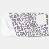 Luipaardprint Lila Grijs Elegante Script Naam Case-Mate iPhone Case (Achterkant (horizontaal))