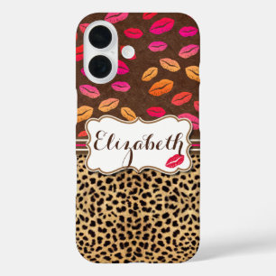 Luipaardprint Lippen Kusjes Persoonlijk iPhone 16 Hoesje