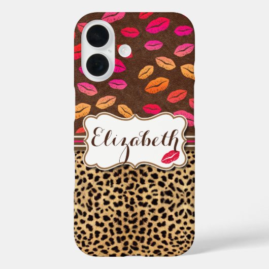 Luipaardprint Lippen Kusjes Persoonlijk Case-Mate iPhone Case (Achterkant)