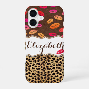 Luipaardprint Lippen Kusjes Persoonlijk iPhone 16 Hoesje