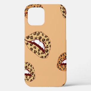 Luipaardprint lippen naadloos patroon, jachtluipaa iPhone 12 hoesje