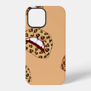 Luipaardprint lippen naadloos patroon, jachtluipaa iPhone 12 hoesje