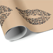 Luipaardprint Lippen Worpkussen | Chic Glam Dier Cadeaupapier (Rol Hoek)