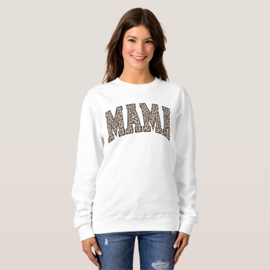 Luipaardprint Mama Sweatshirt (Voorkant volledig)