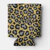 Luipaardprint met gouden glitter voor dames blikjeskoeler (Voorkant)