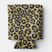 Luipaardprint met gouden glitter voor dames blikjeskoeler (Achterkant)