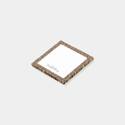 Luipaardprint met monogram post-it® notes (Schuin)