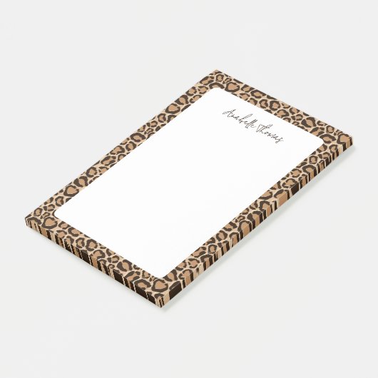 Luipaardprint met monogram post-it® notes (Schuin)