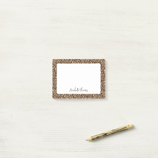 Luipaardprint met monogram post-it® notes (Op bureau)