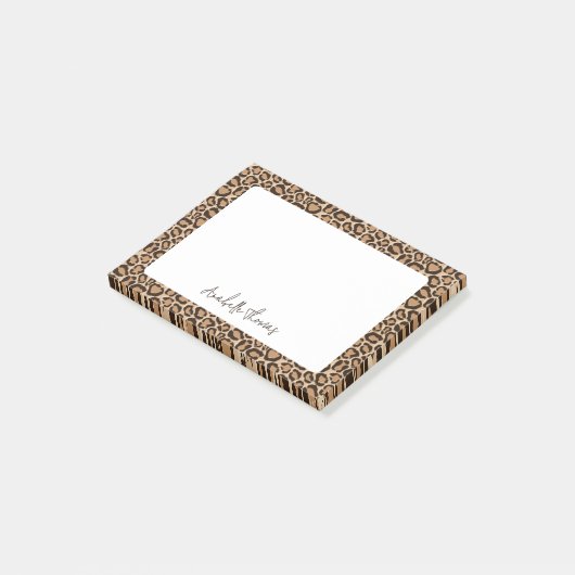 Luipaardprint met monogram post-it® notes (Schuin)