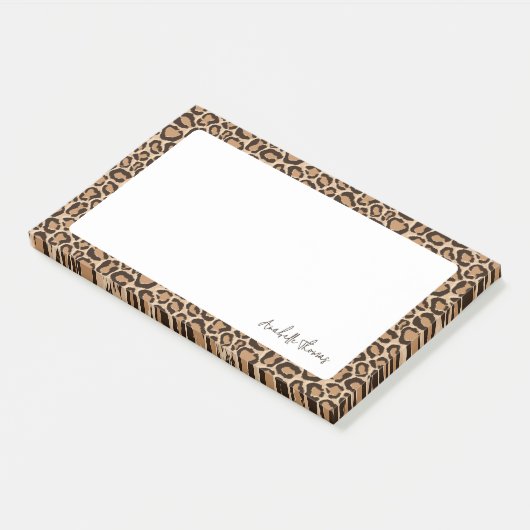 Luipaardprint met monogram post-it® notes (Schuin)