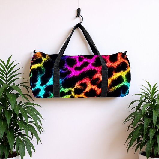 Luipaardprint met regenboog gloed plunjezak