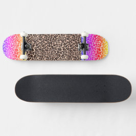 Luipaardprint met roze en sinaasappel voor kindere persoonlijk skateboard