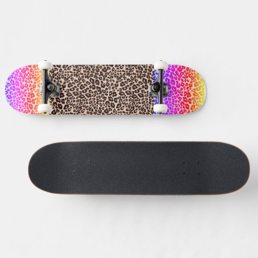 Luipaardprint met roze en sinaasappel voor kindere persoonlijk skateboard (Horizontaal)