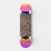 Luipaardprint met roze en sinaasappel voor kindere persoonlijk skateboard (Voorkant)