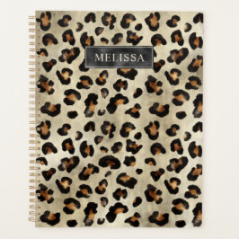Luipaardprint met zwarte namaakfolie en naam planner