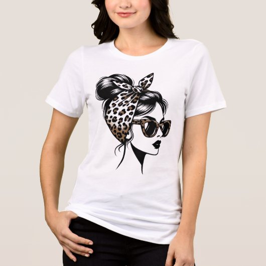 Luipaardprint mode meisje esthetisch T-shirt ontwe (Voorkant)